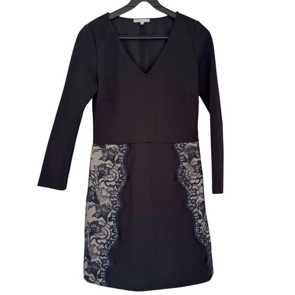 Patrizia Pepe Black/Tan Lace Detail Sheath Dress Size 42/ US6 - Picture 1 of 7